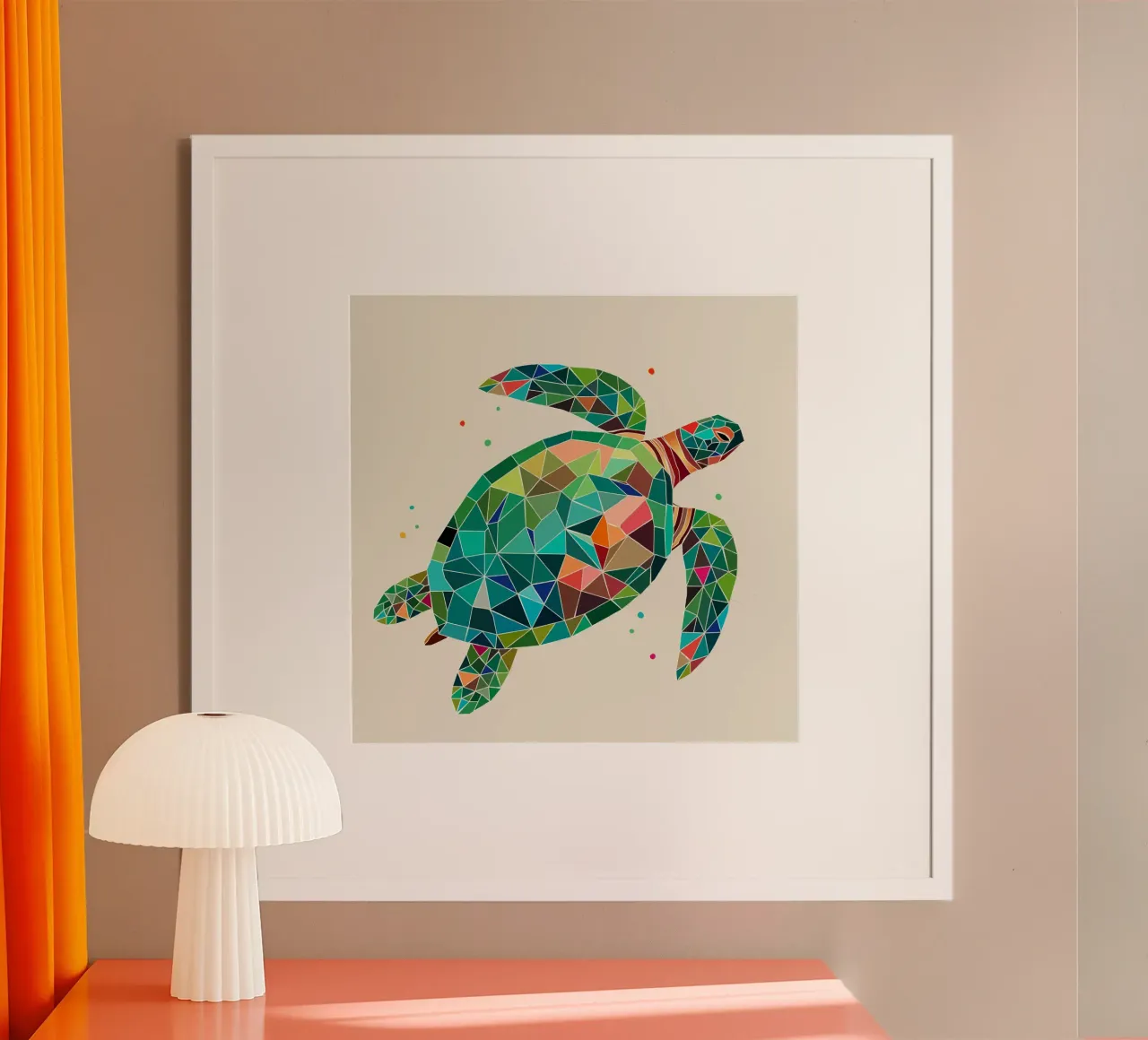 Geometric turtle - Colourful sea design hahnemühle by namosh