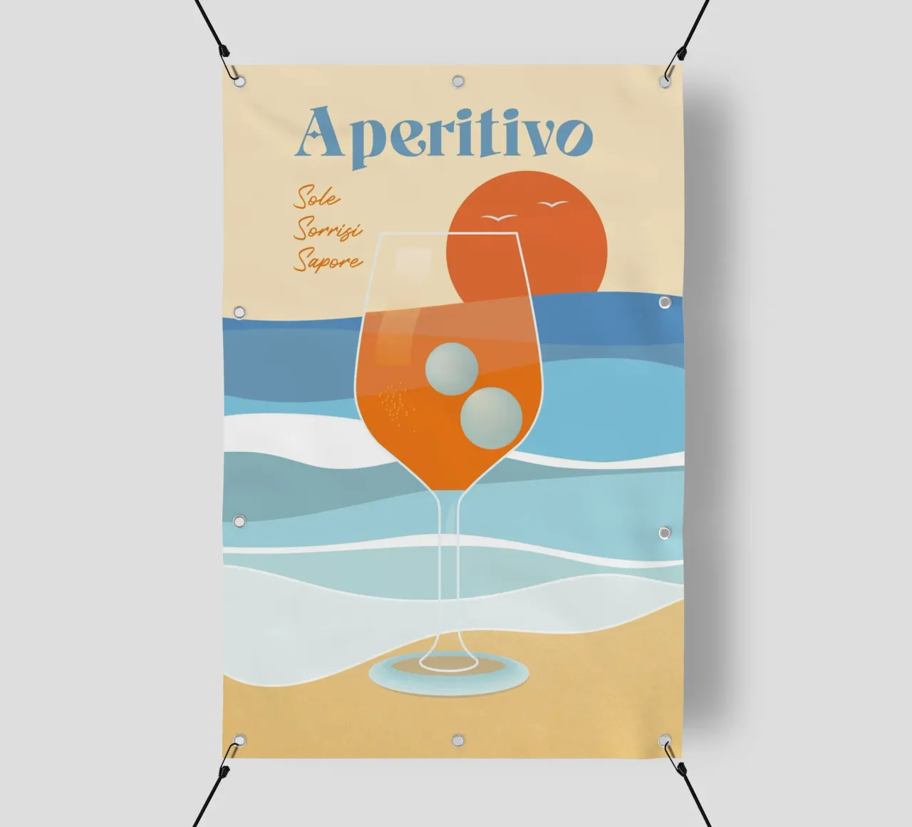 Aperitivo colorato in riva al mare telo in pvc da pierosvisuals