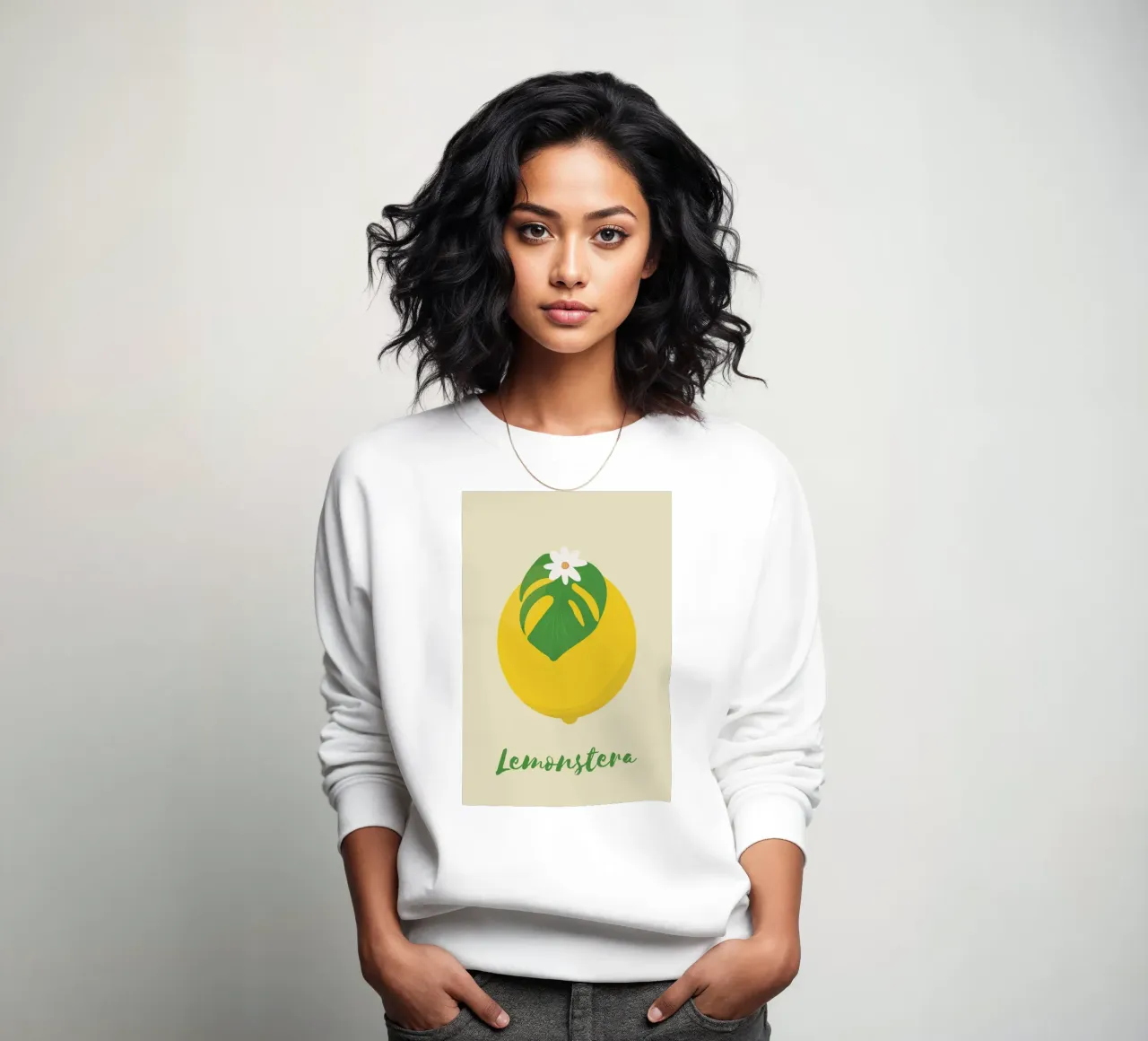 Zitrone Monstera Sweatshirt von pierosvisuals