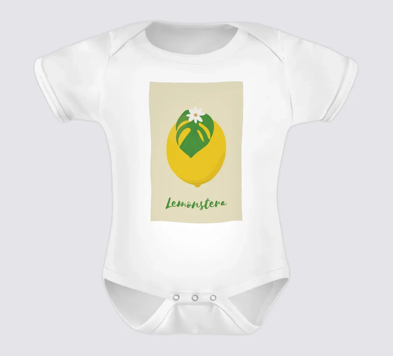 Zitrone Monstera Kurzarm Babybody von pierosvisuals
