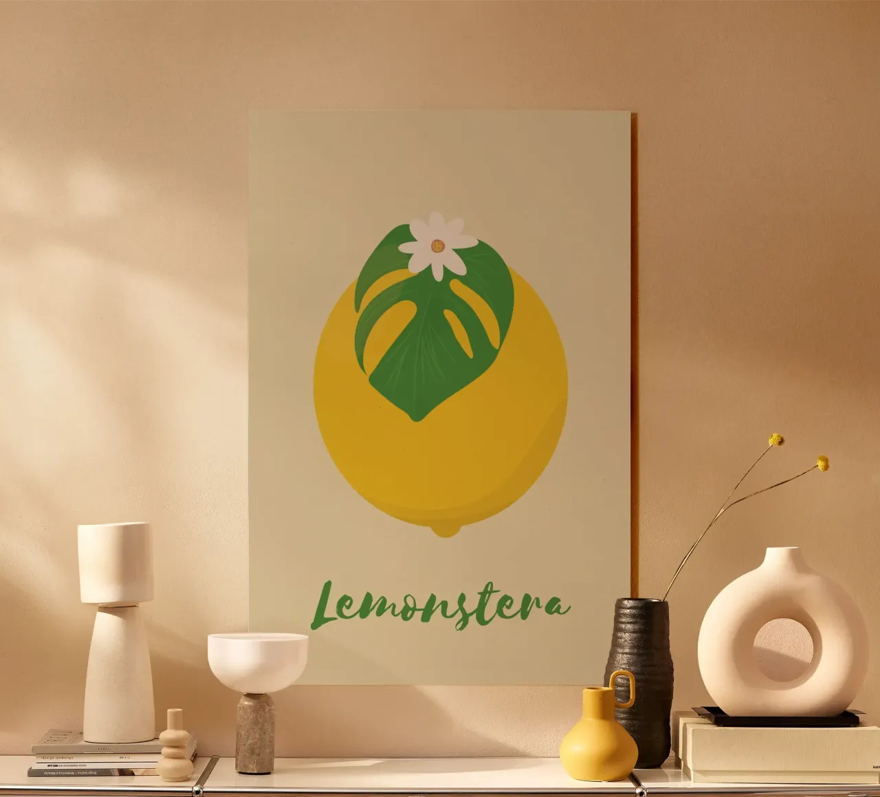 Zitrone Monstera Acryl-Glas von pierosvisuals
