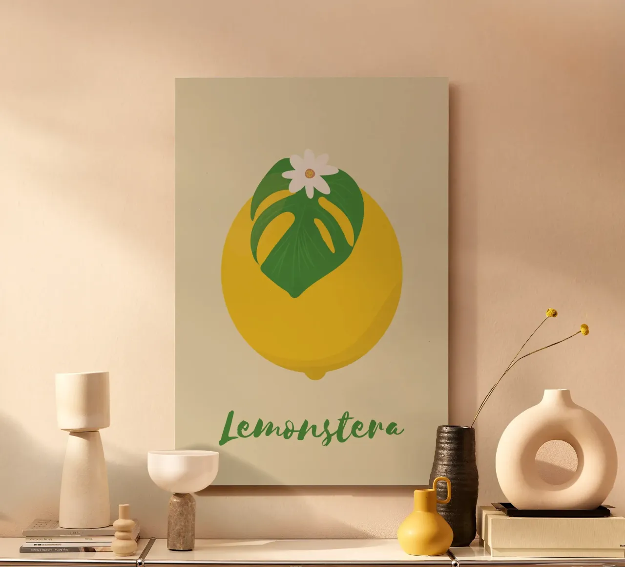 Zitrone Monstera Alu-Dibond von pierosvisuals