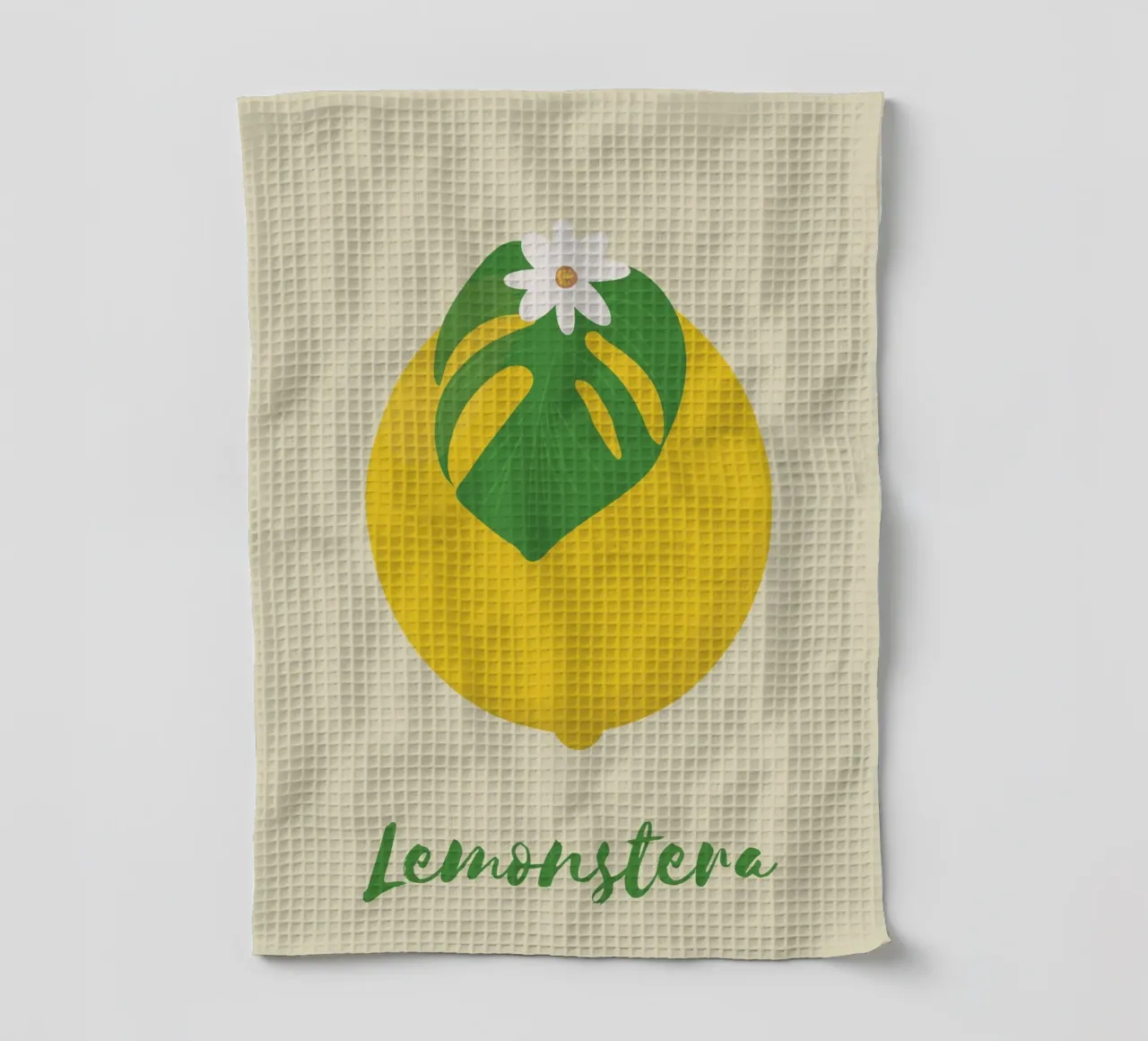 Zitrone Monstera Geschirrtuch von pierosvisuals