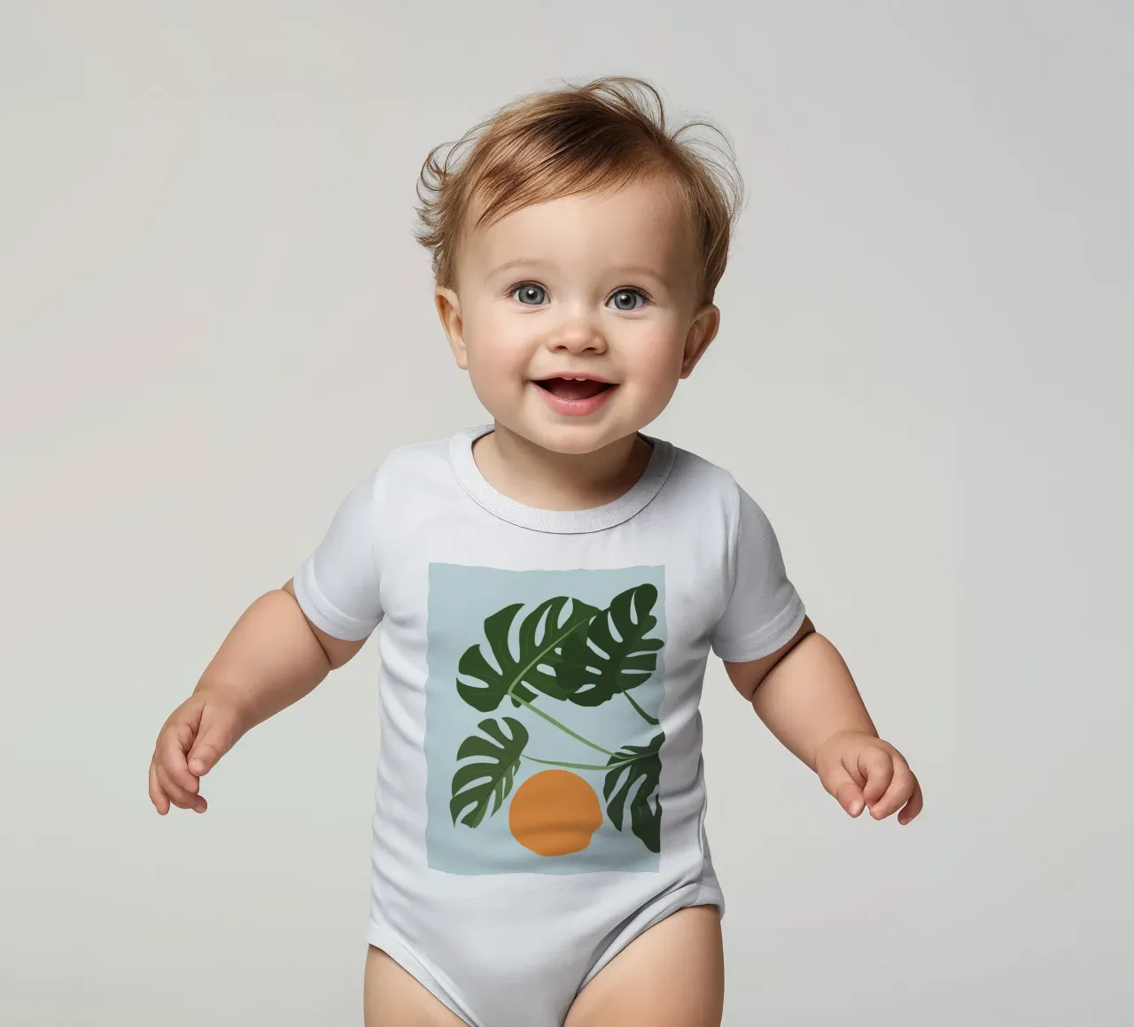 Monstera Sky body neonato maniche corte da pierosvisuals