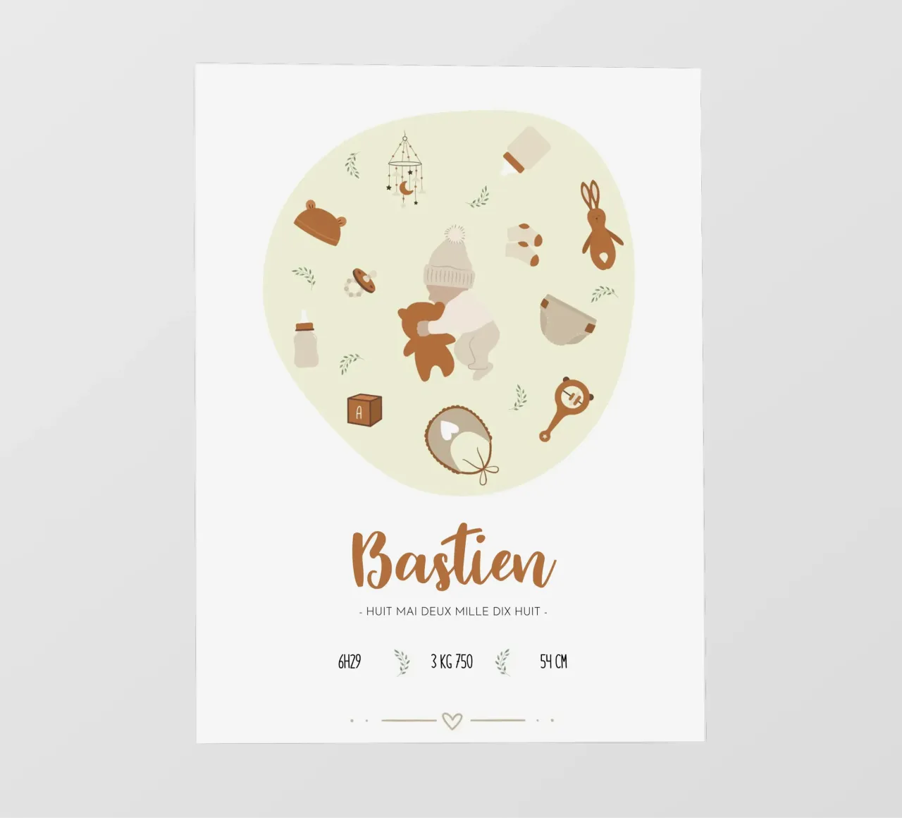 Affiche de naissance personnalisable - Modèle Bastien pellicola backlit da Idées & Création