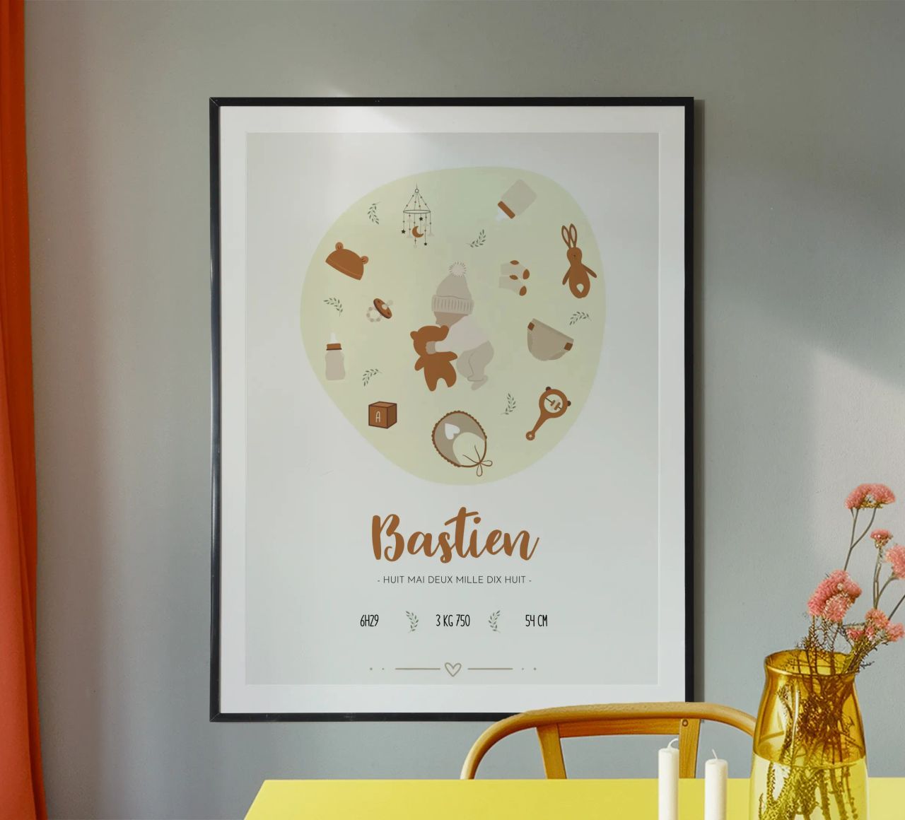Affiche de naissance personnalisable - Modèle Bastien poster de Idées & Création