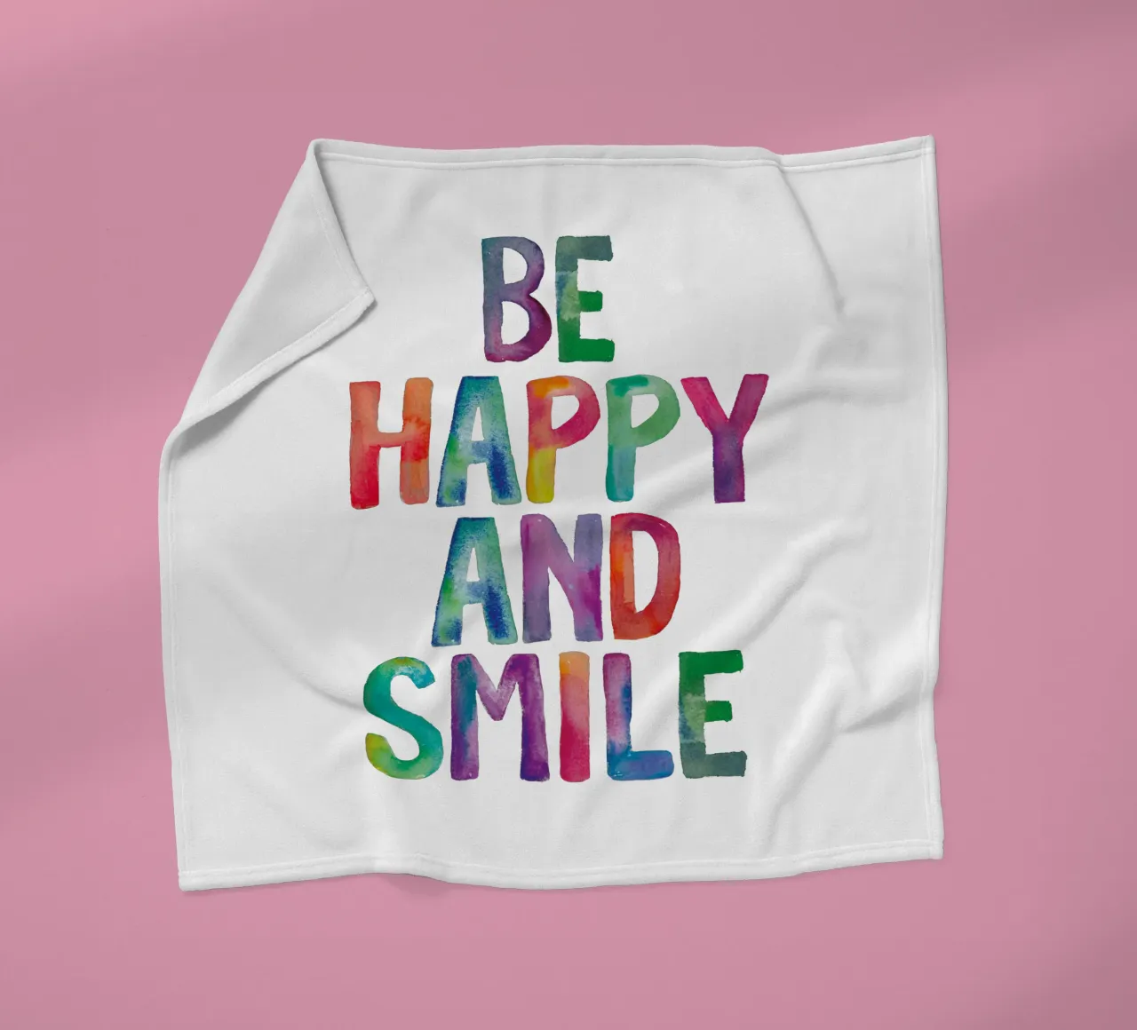 Design tipografico arcobaleno Be Happy and Smile coperta in pile da THE MOTIVATED TYPE