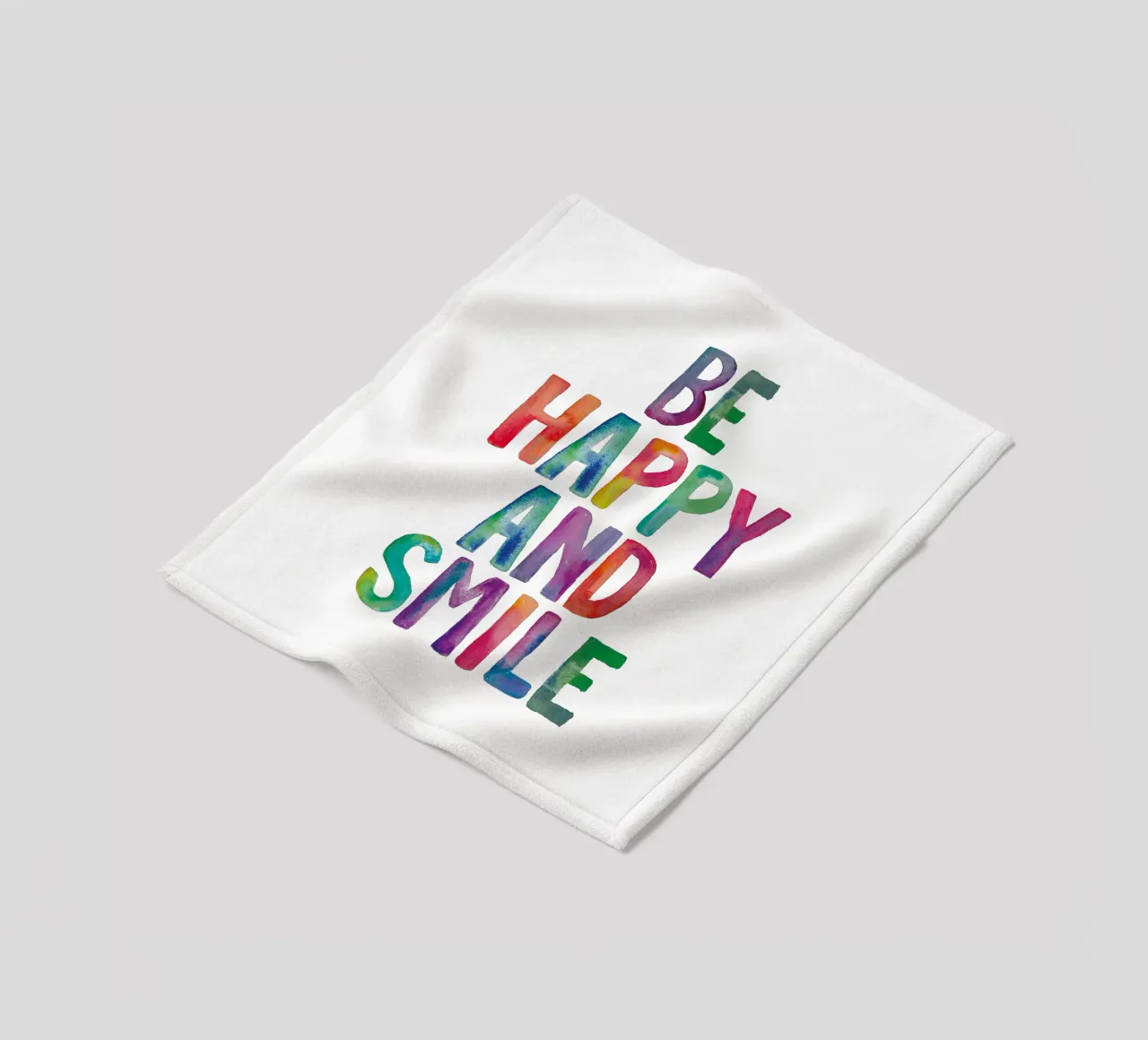 Design tipografico arcobaleno Be Happy and Smile coperta in pile da THE MOTIVATED TYPE