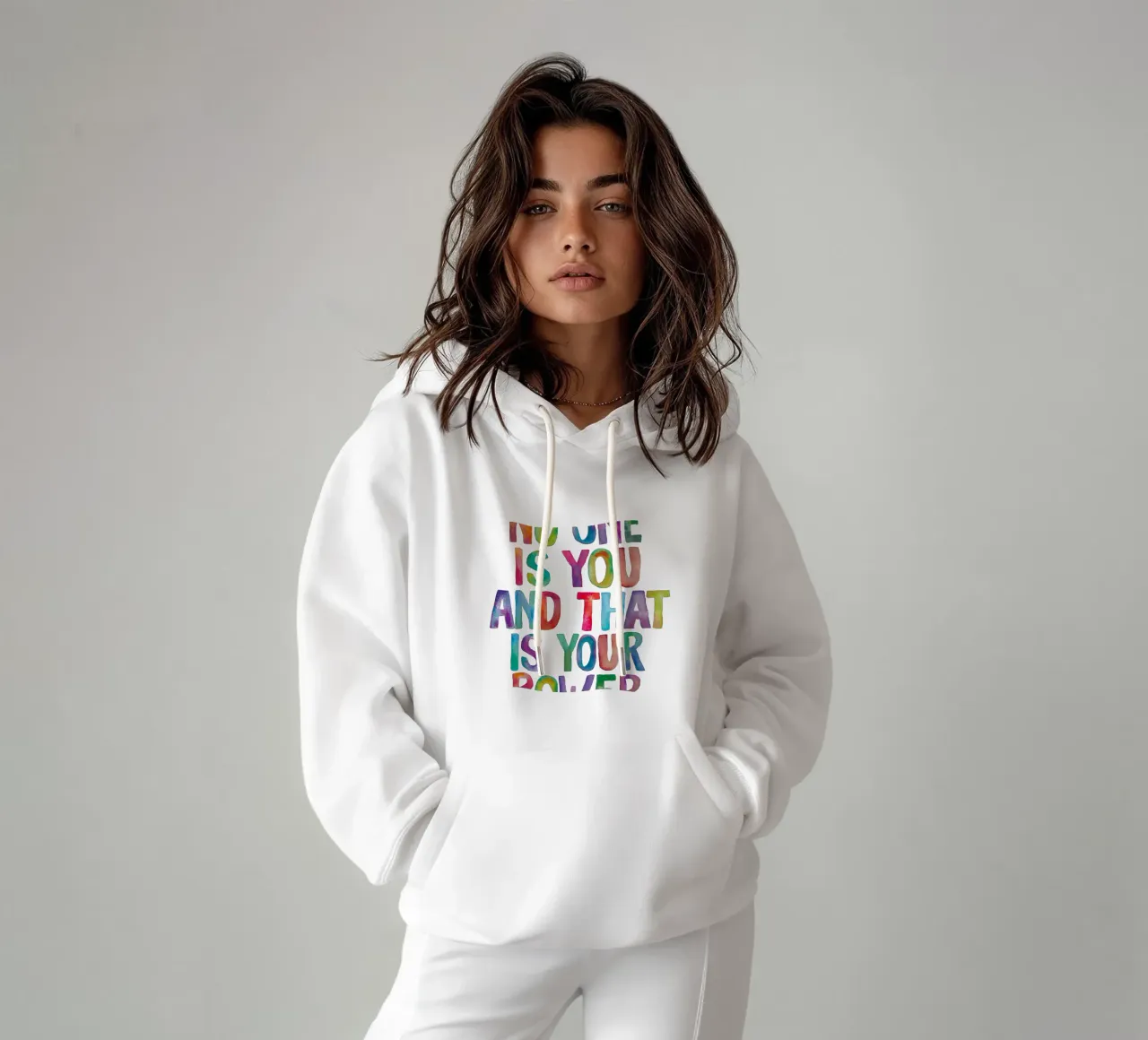 Nadie eres tú y ése es tu poder Tipografía arco iris sudadera con capucha de THE MOTIVATED TYPE