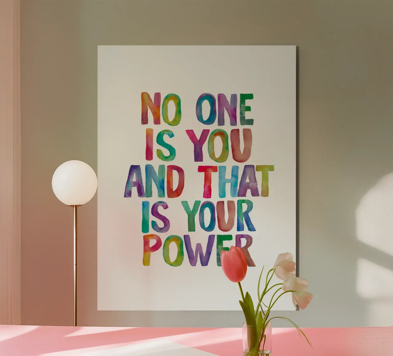 No One is You and That is Your Power Rainbow Typography alu-dibond by THE MOTIVATED TYPE