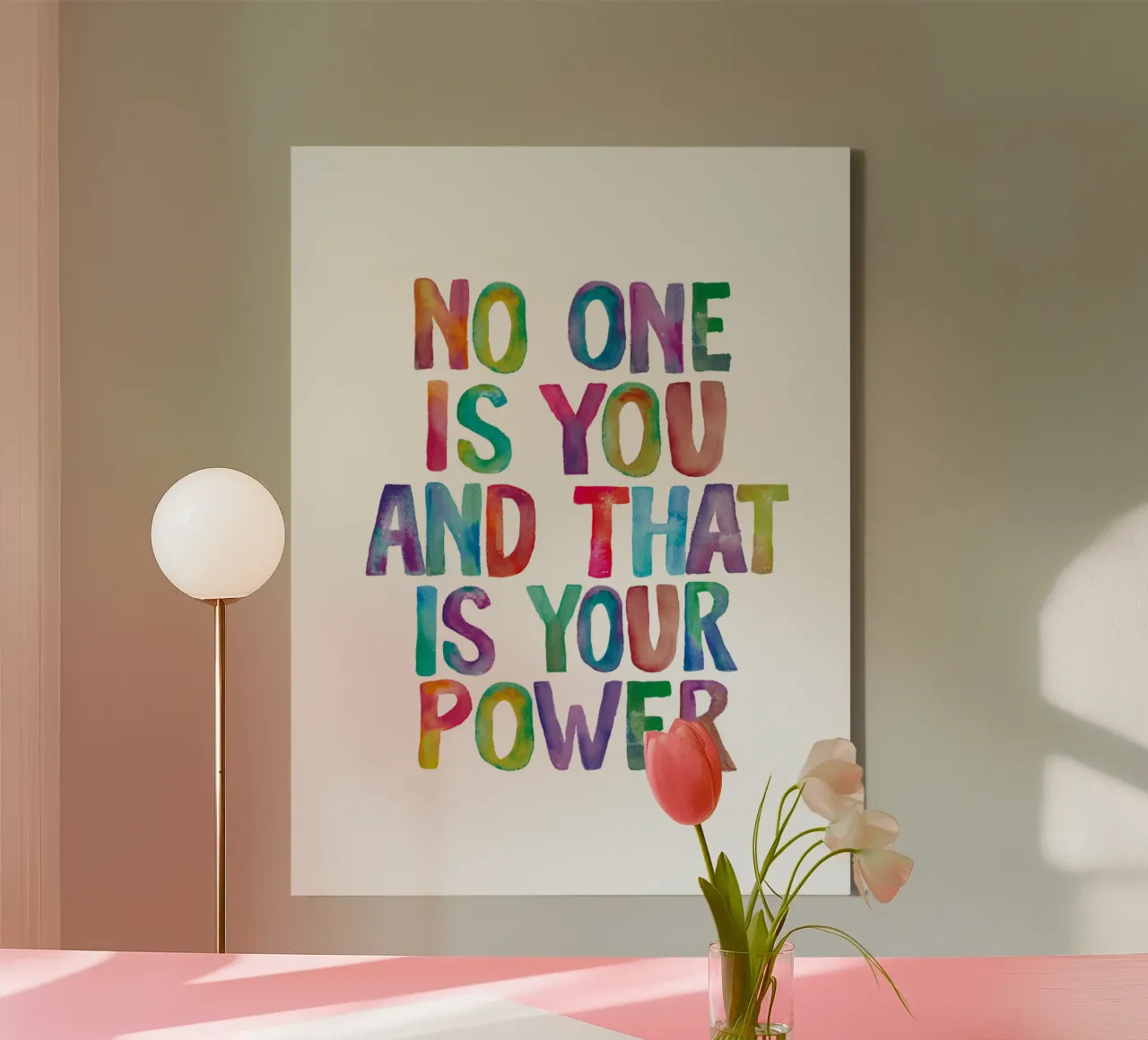 No One is You and That is Your Power Rainbow Typography canvas by THE MOTIVATED TYPE