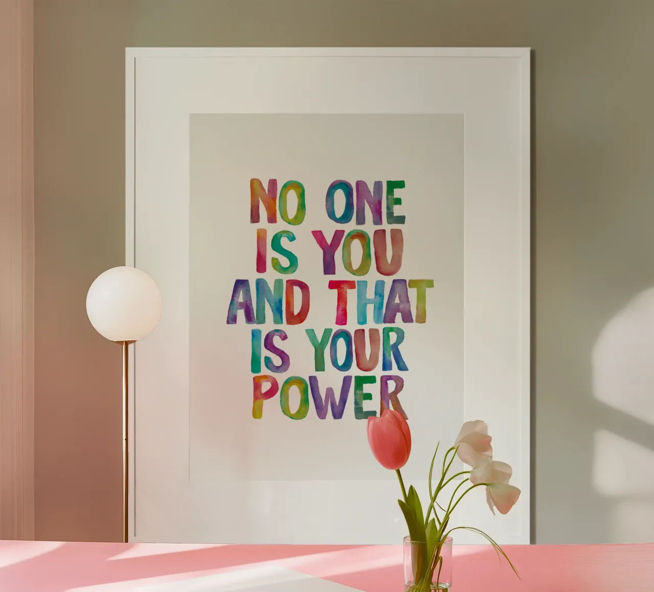 No One is You and That is Your Power Rainbow Typography hahnemühle by THE MOTIVATED TYPE