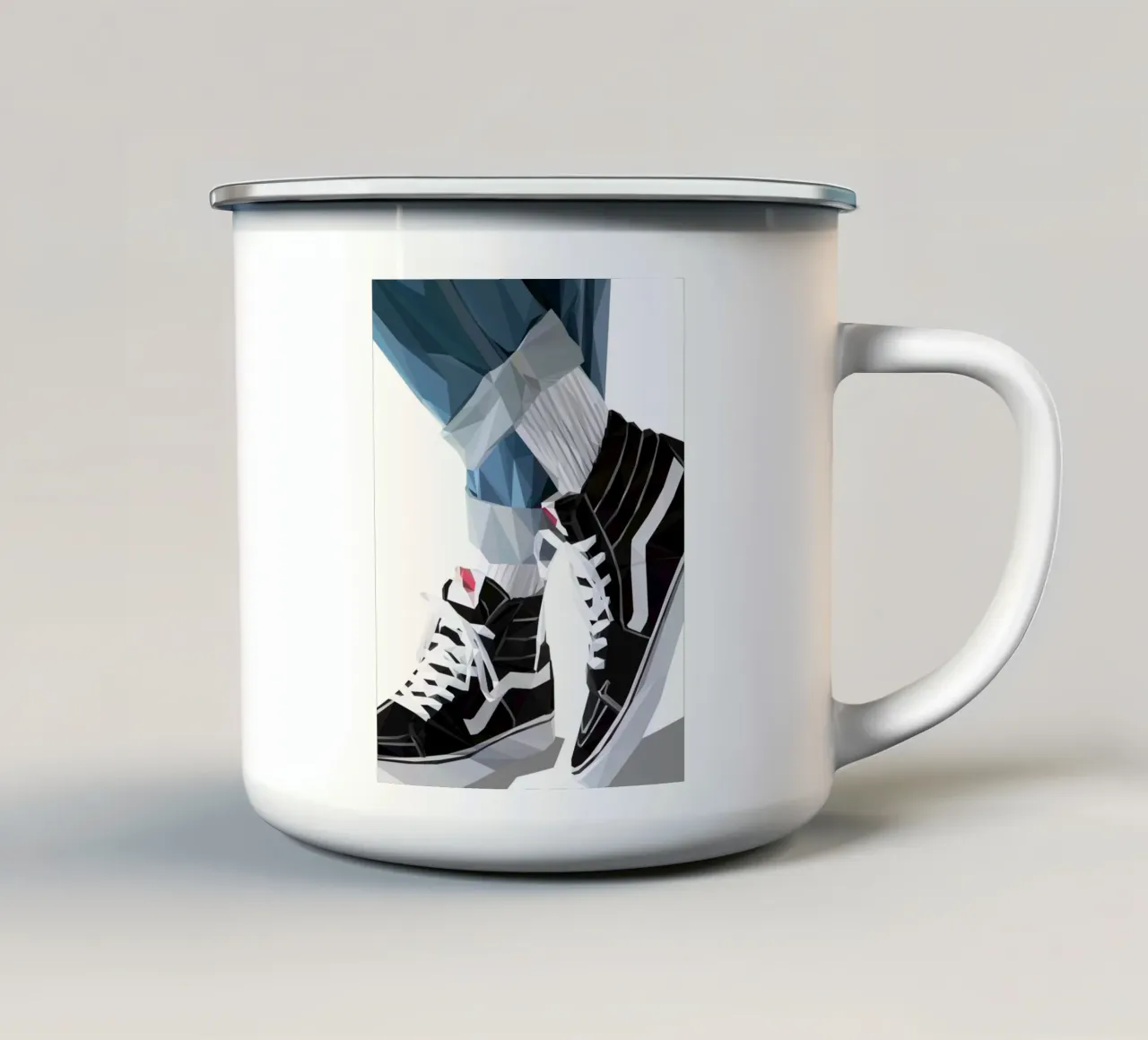 Black white shoes tazza in smalto da Low poly art