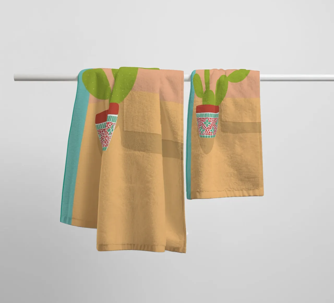 Boho Kaktus Opuntia Illustration asciugamano da bagno da pierosvisuals