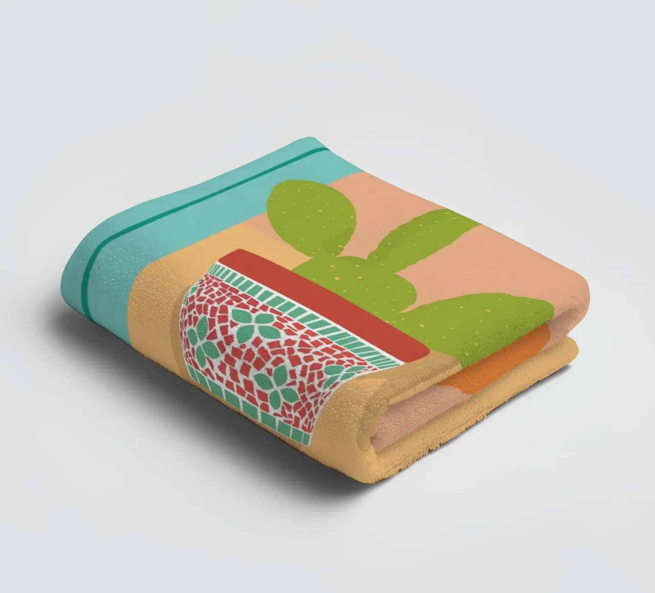 Boho Kaktus Opuntia Illustration asciugamano da bagno da pierosvisuals