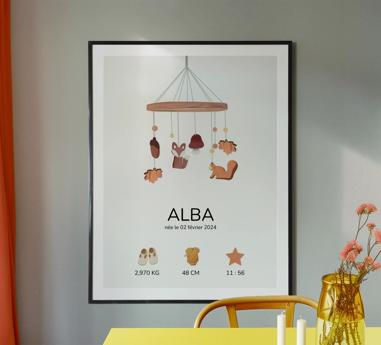 Affiche naissance personnalisable - Modèle Alba poster de Idées & Création