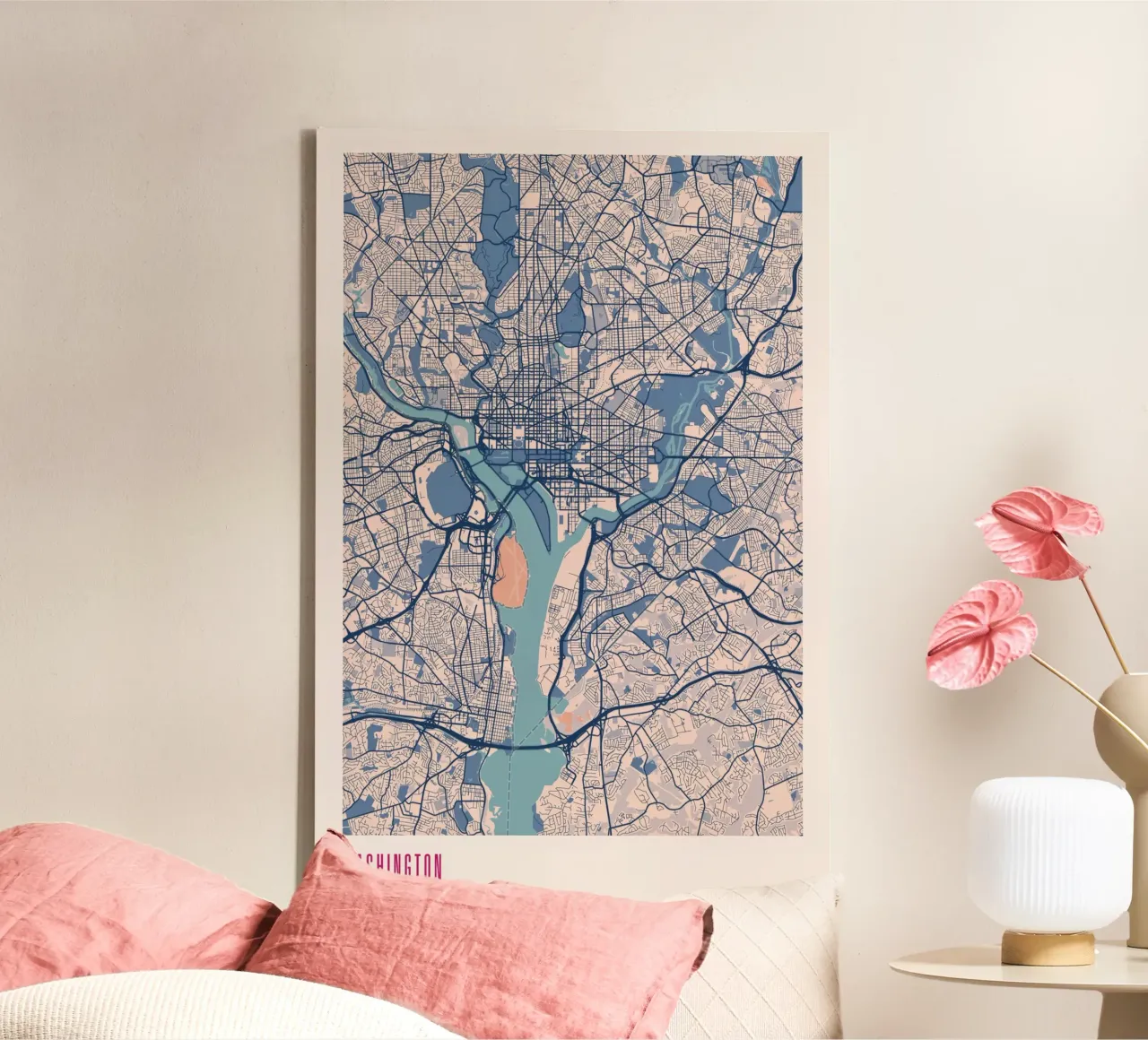 Hoofdstad van de VS - Washington, D.C. canvas met Baklijst van MOOODZART