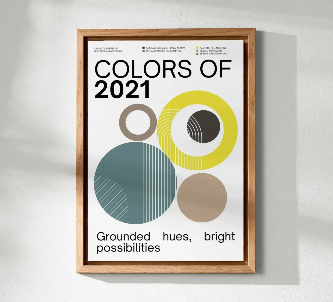 2021 Colors of the year Poster - v1 – Bauhaus Circles alluminio dibond da Hightown Design
