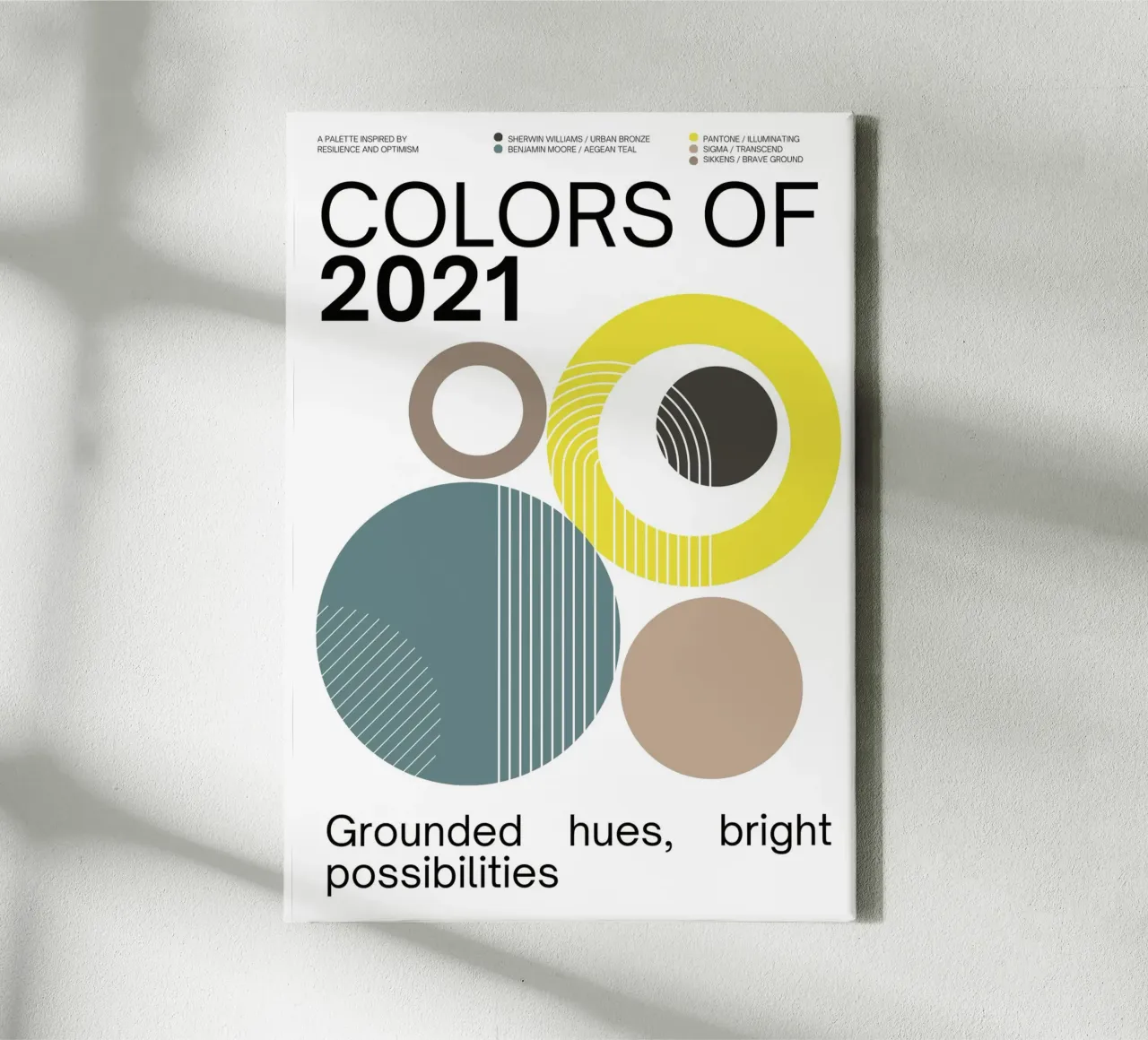 2021 Colors of the year Poster - v1 – Bauhaus Circles tela con Cornice a cassetta da Hightown Design
