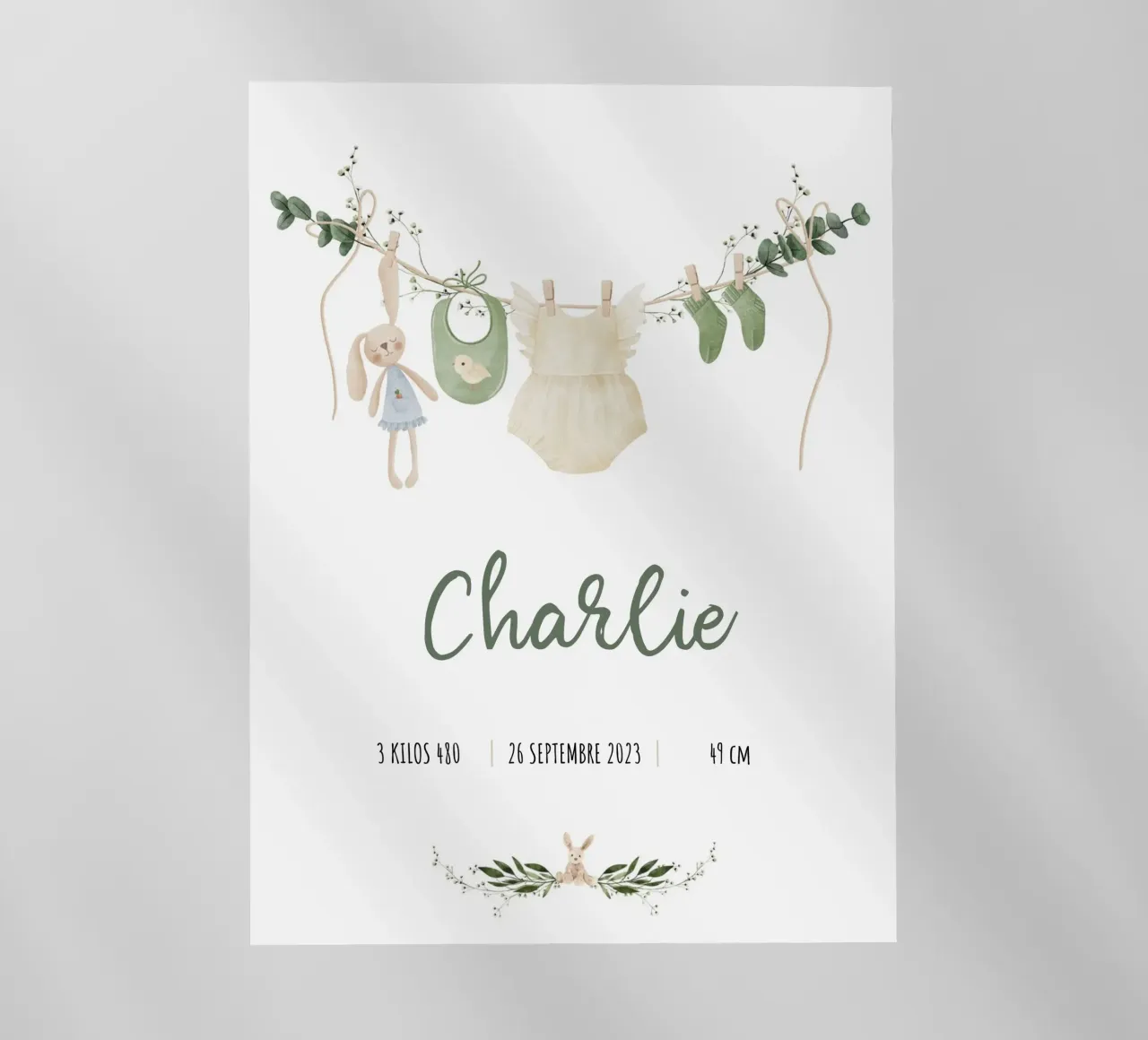 Affiche de naissance personnalisable - Modèle Charlie pellicola backlit da Idées & Création