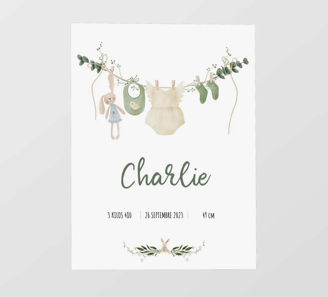 Affiche de naissance personnalisable - Modèle Charlie pellicola backlit da Idées & Création
