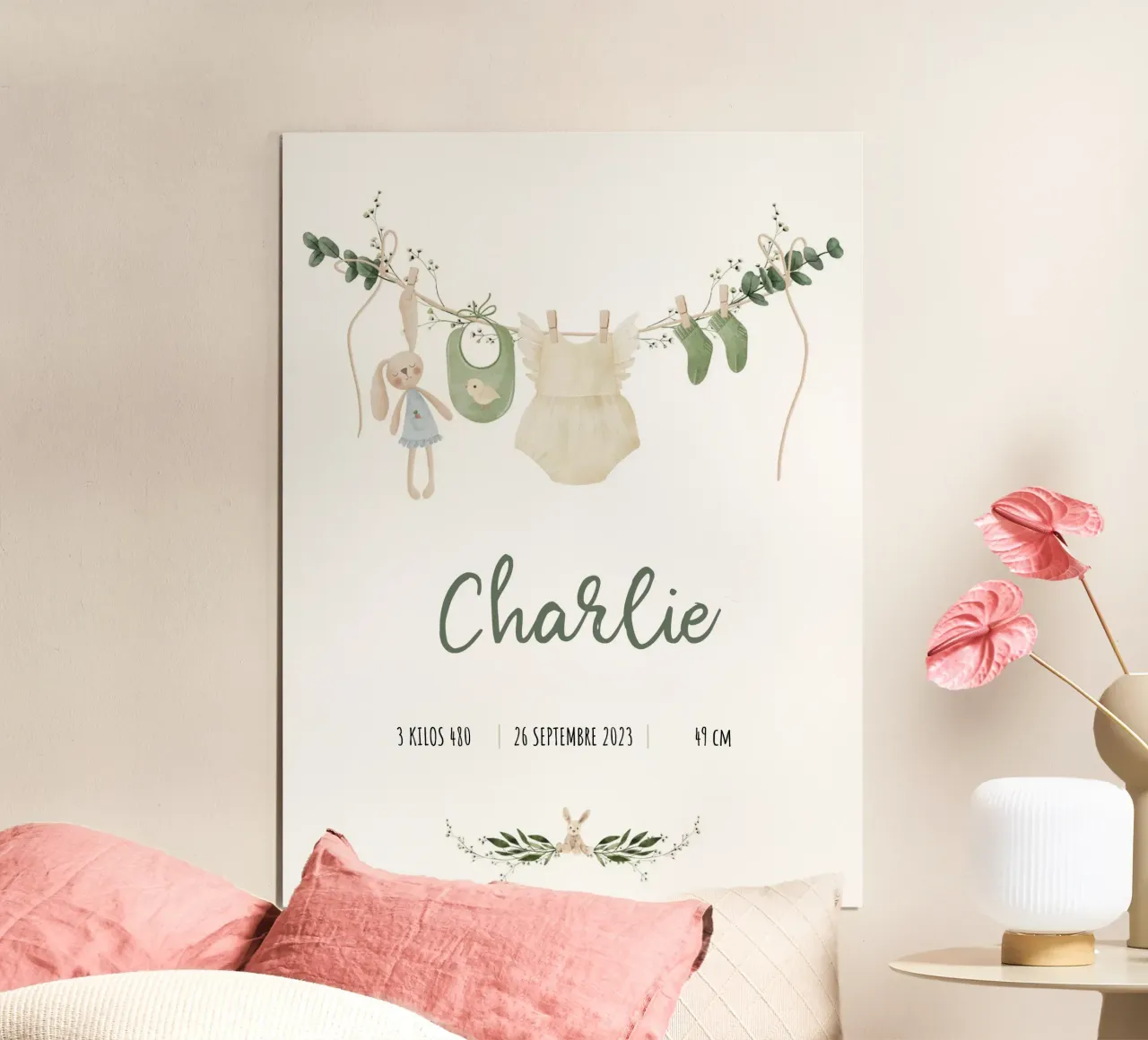 Affiche de naissance personnalisable - Modèle Charlie poster con telaio in alluminio da Idées & Création