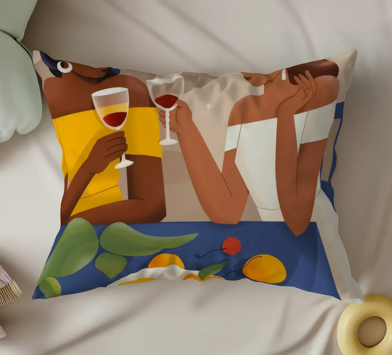 Joyful Reunion decorative cushion by Artie Shifa
