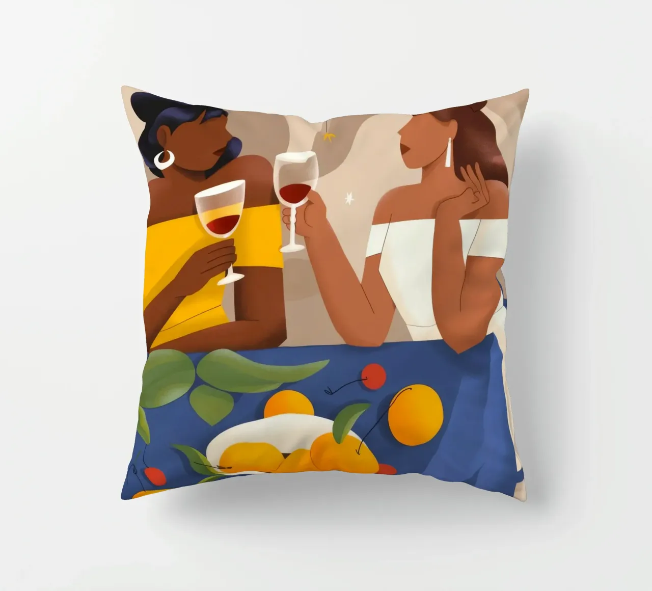Joyful Reunion decorative cushion by Artie Shifa