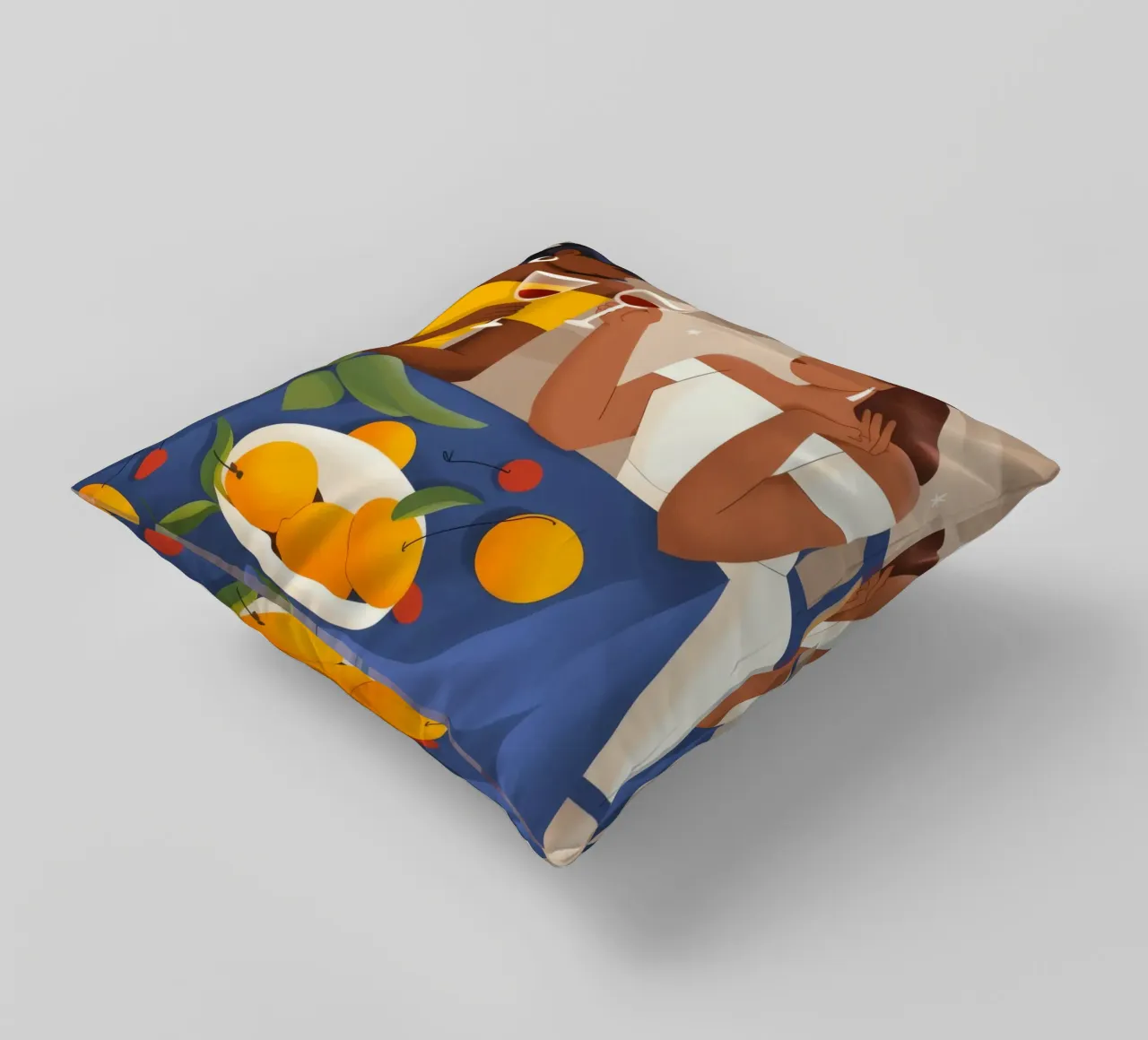 Joyful Reunion decorative cushion by Artie Shifa