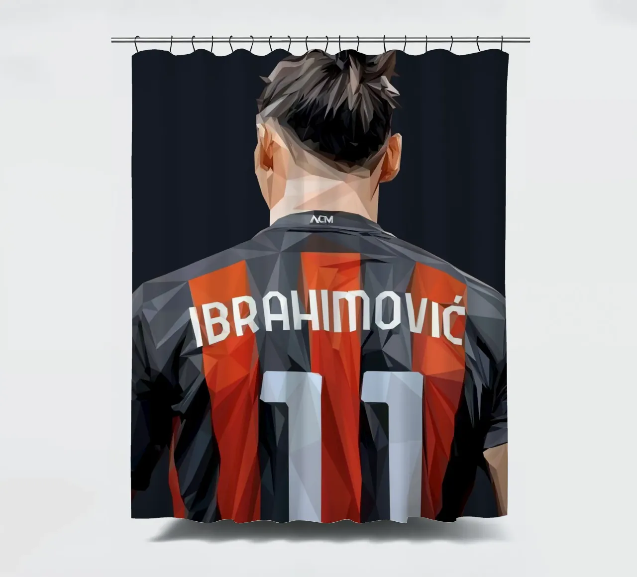 Ibrahimovic football player shower curtain by Low poly art