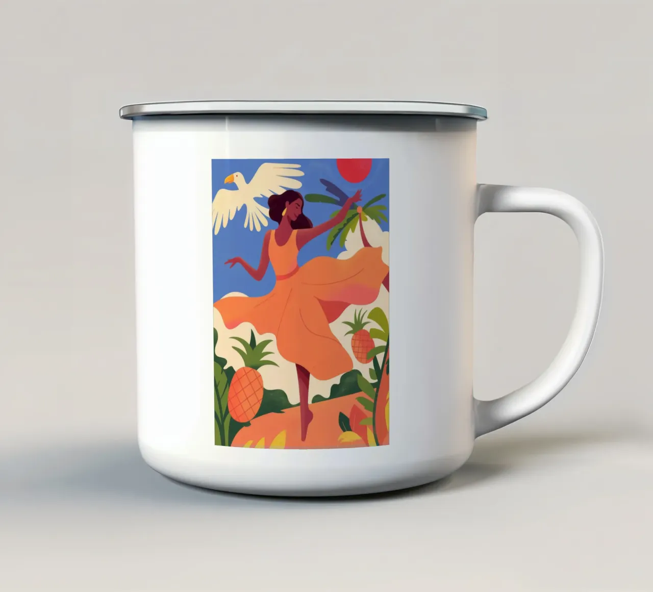Ballo al tramonto tazza in smalto da Artie Shifa