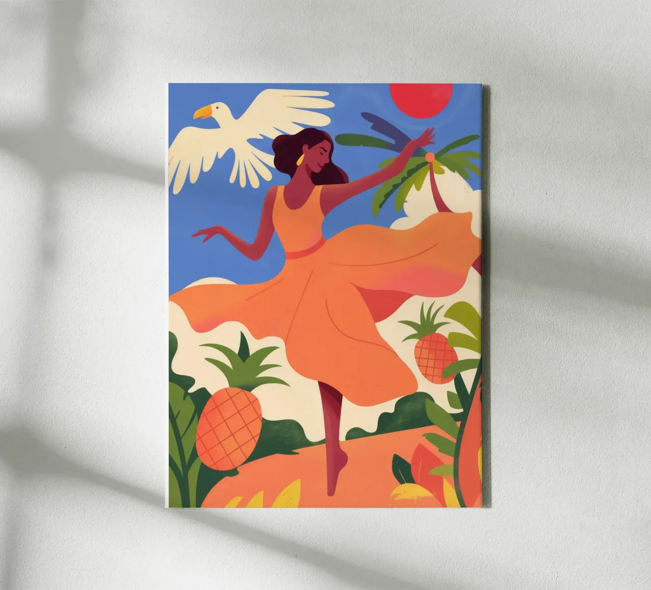 Dans bij zonsondergang canvas met Baklijst van Artie Shifa