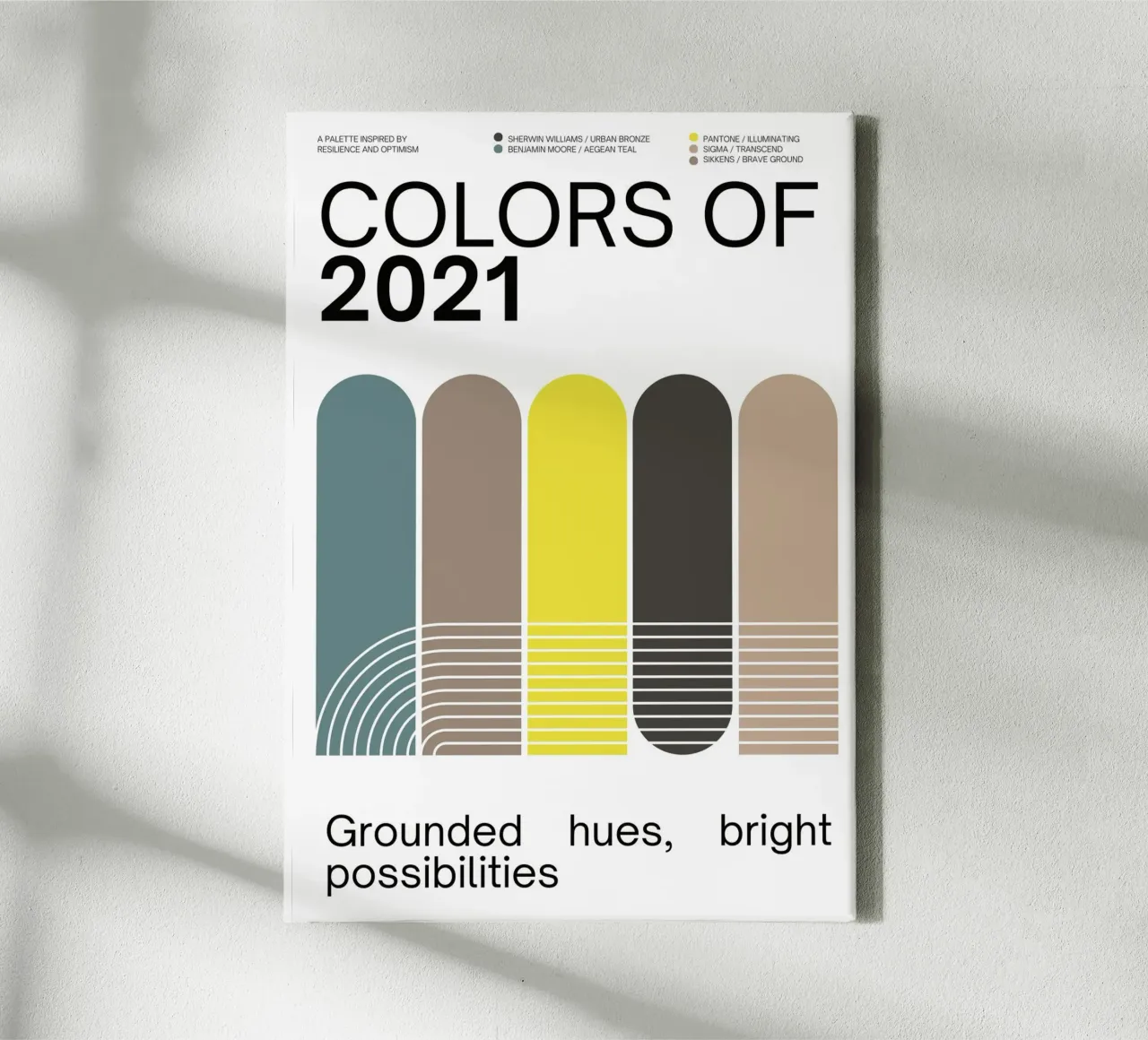 2021 Colors of the year Poster - v4 – Rounded Stripes tela da Hightown Design