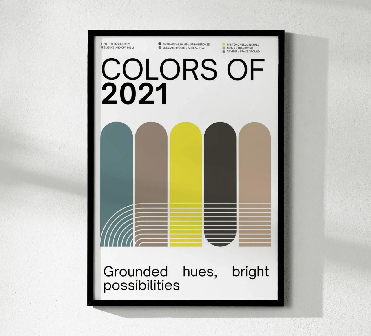 2021 Colors of the year Poster - v4 – Rounded Stripes poster da Hightown Design