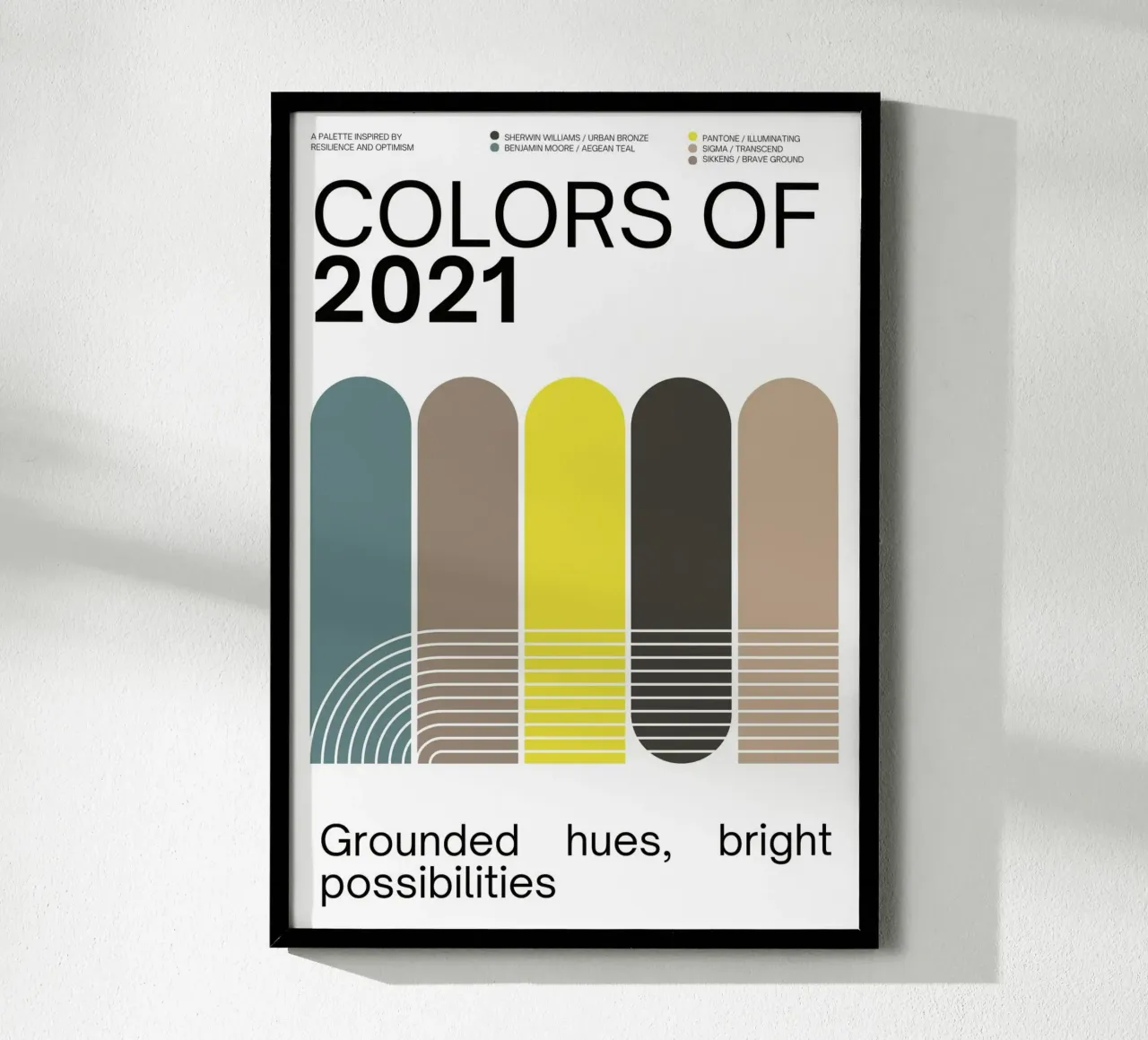 2021 Colors of the year Poster - v4 – Rounded Stripes poster da Hightown Design
