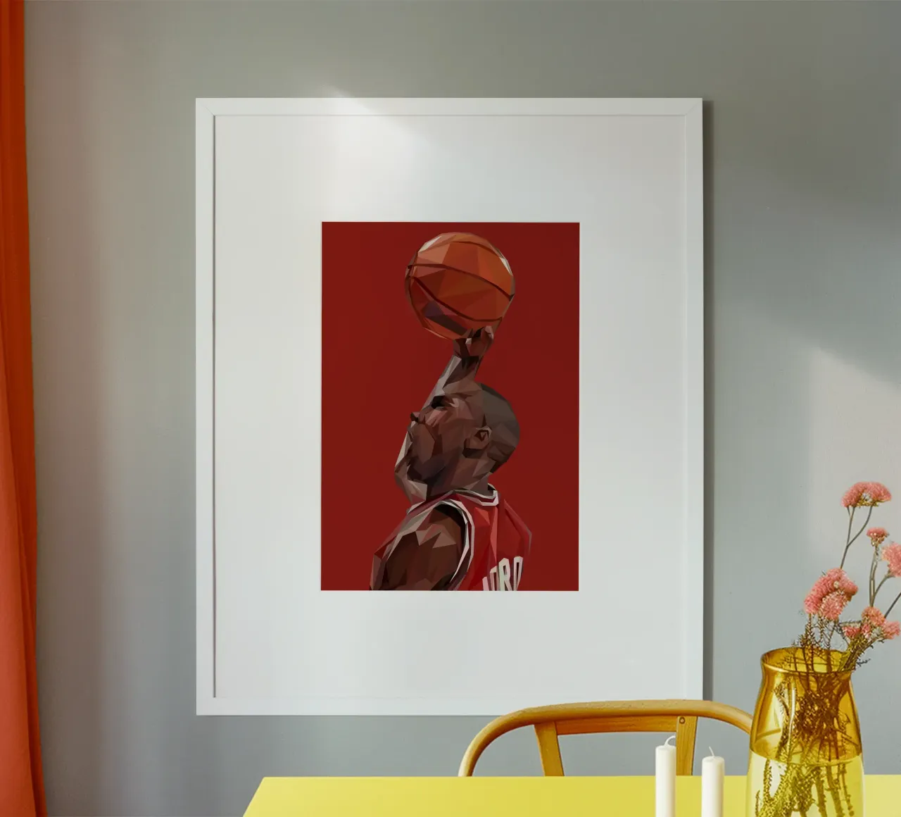 Jordan The Legend Basketball Player carta hahnemühle da Low poly art