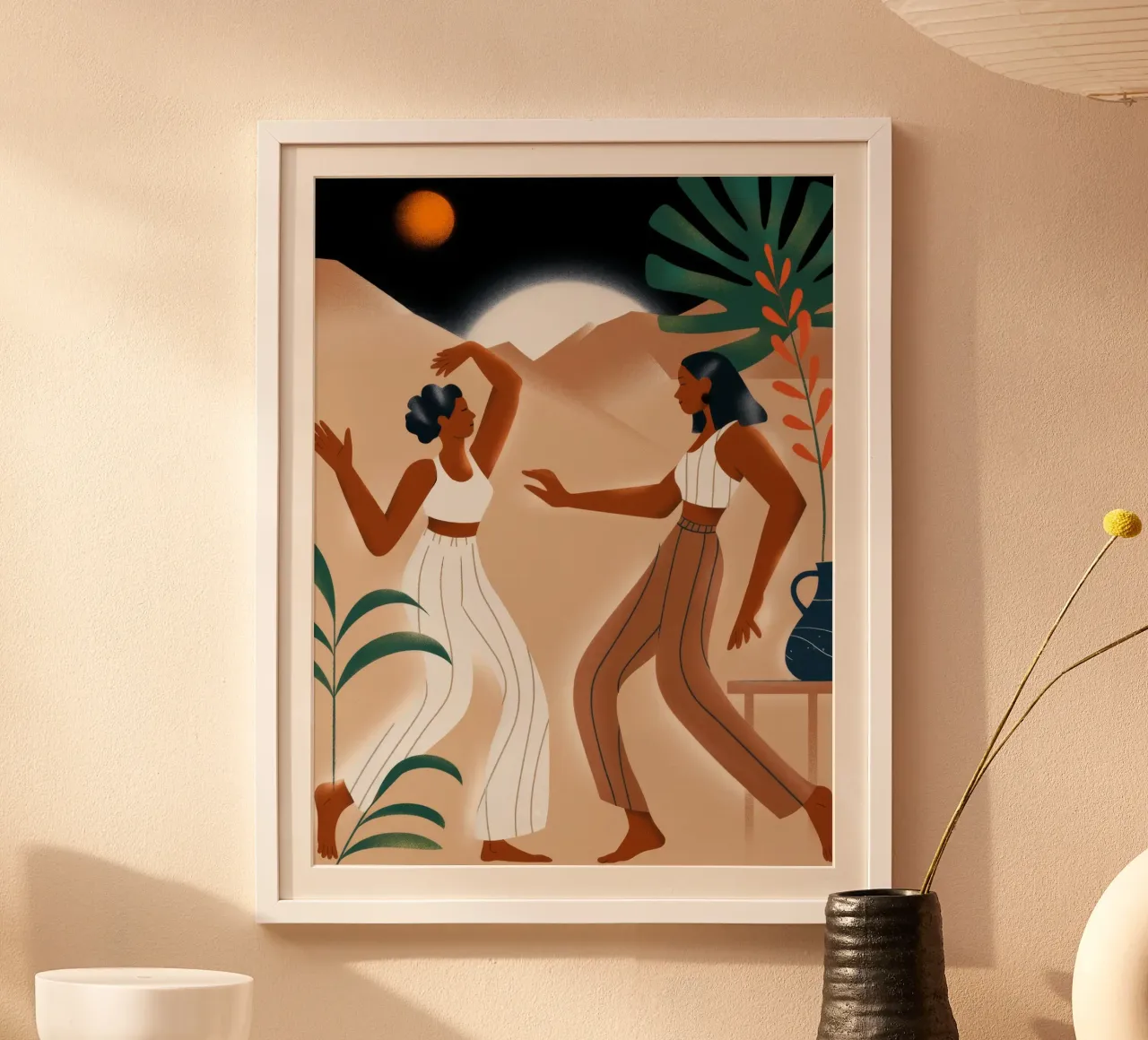 Danza nel deserto poster con telaio in alluminio da Artie Shifa