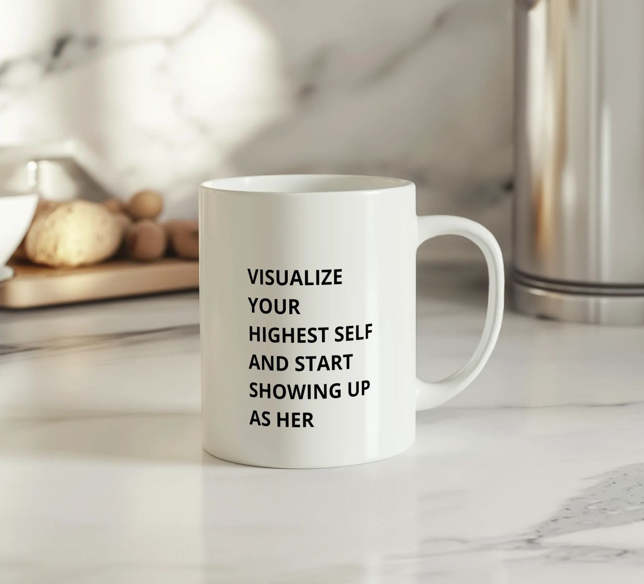 Visualize your highest self and start showing up as her tazza in ceramica da Magnific