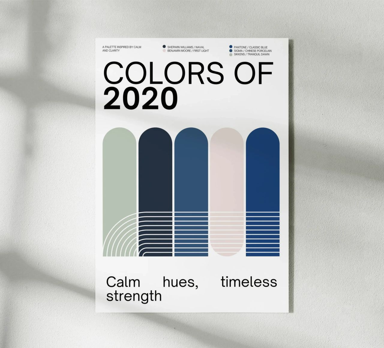 2020 Colors of the year Poster - v4 – Rounded Stripes plexiglass da Hightown Design