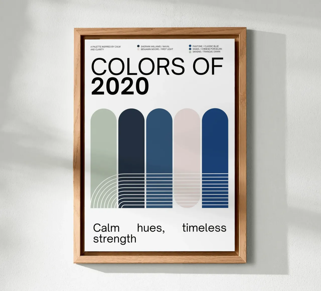 2020 Colors of the year Poster - v4 – Rounded Stripes pannello forex da Hightown Design
