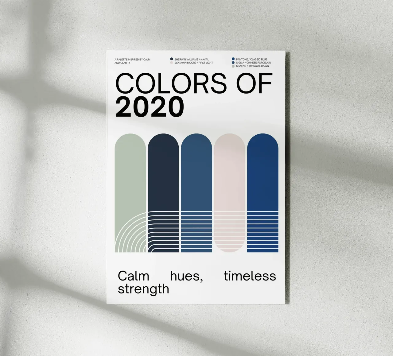 2020 Colors of the year Poster - v4 – Rounded Stripes pannello forex da Hightown Design