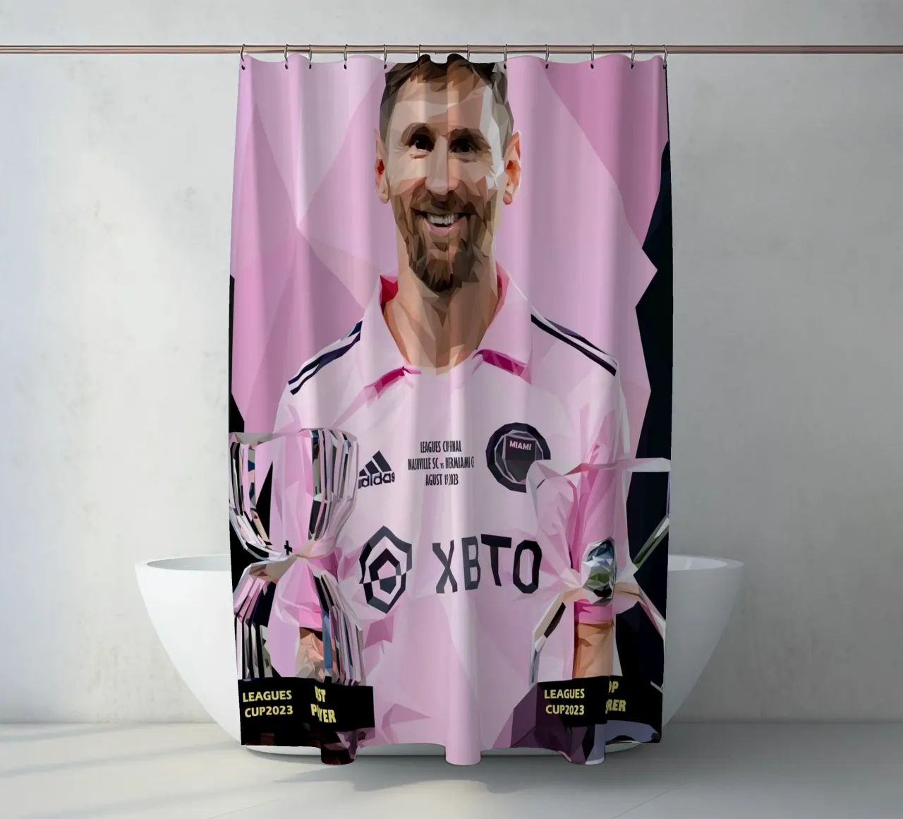 Messi Football Player tenda da doccia da Low poly art