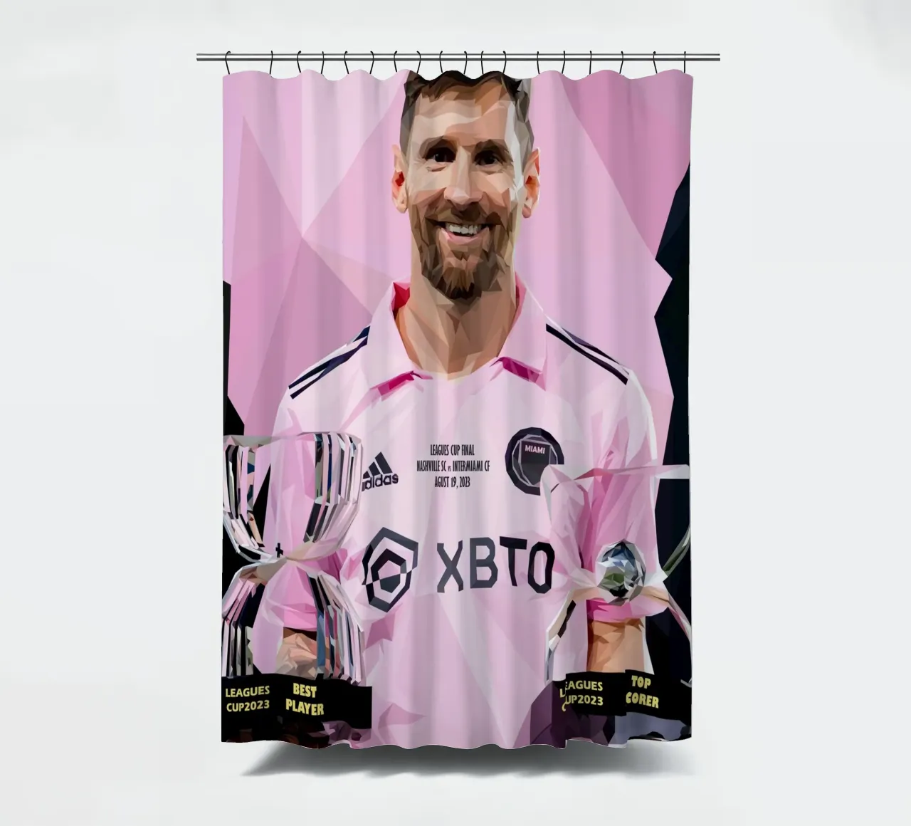 Messi Football Player tenda da doccia da Low poly art