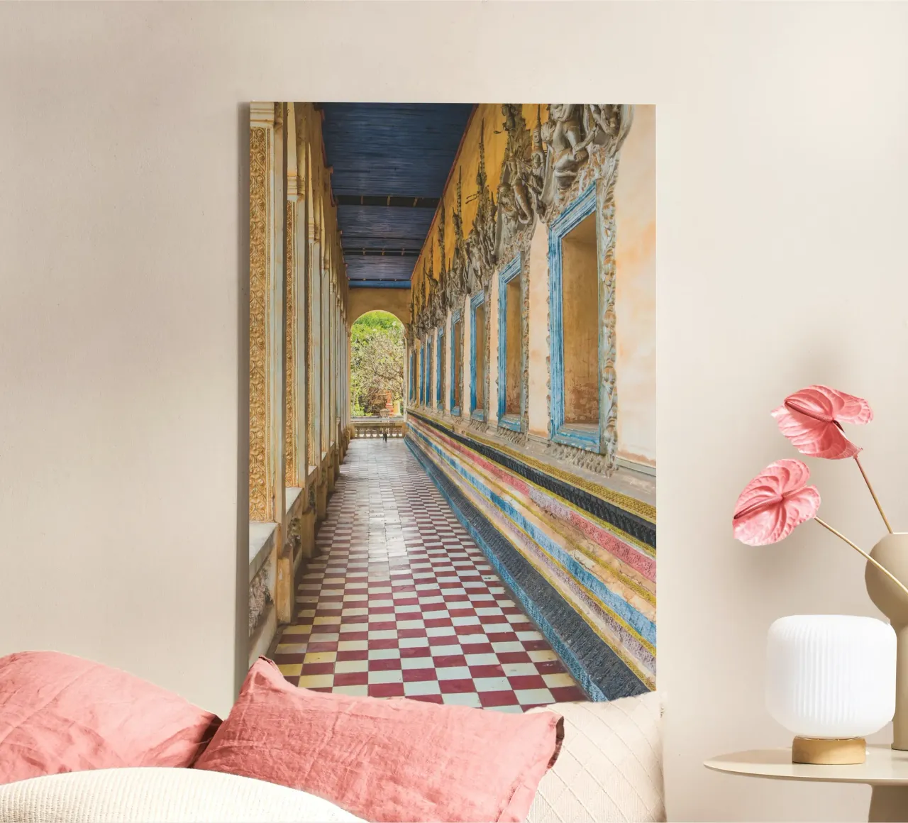 Wat Bo Temple Leinwand mit Schattenfugenrahmen von Dave Hare Photography