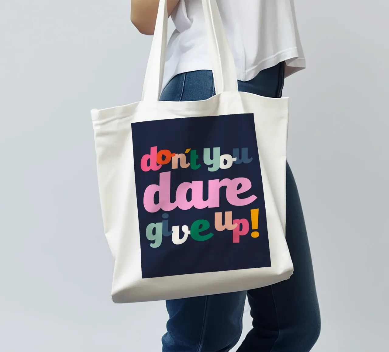 Don't You Dare Give Up borsa in juta da susanapaz