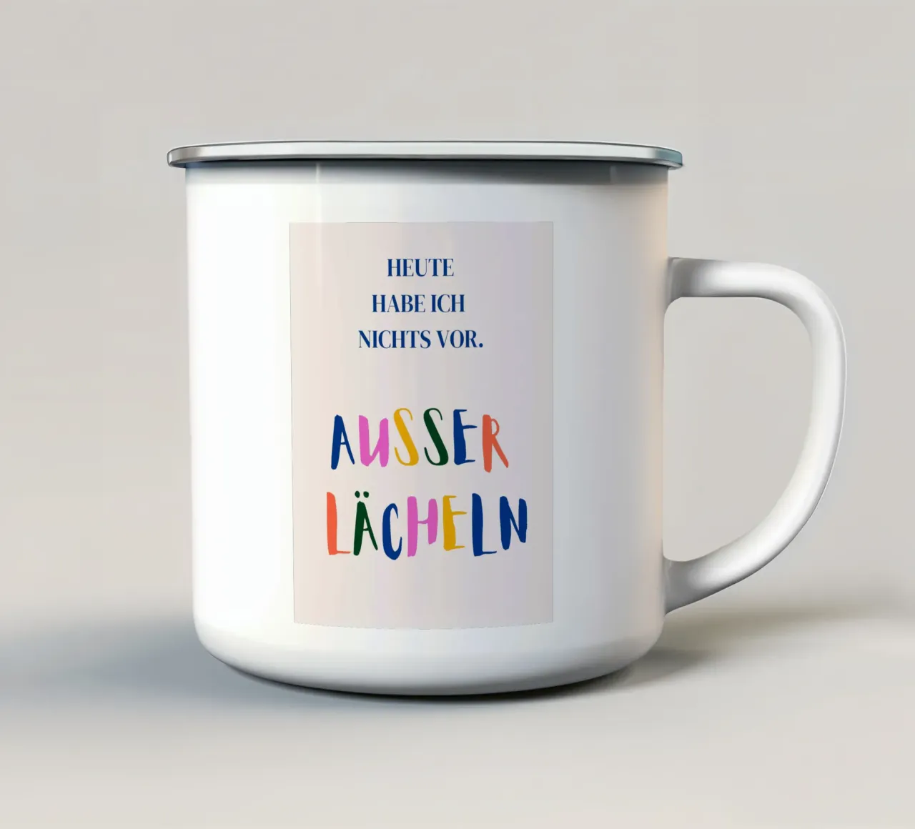 Heute habe ich nichts vor, außer lächeln. tazza in smalto da designsbysophia