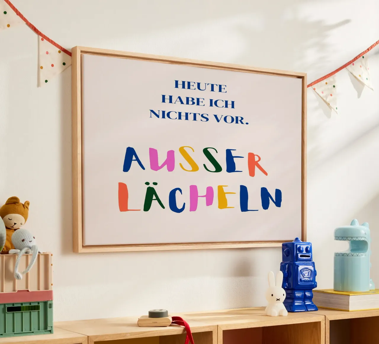 Heute habe ich nichts vor, außer lächeln. tela con Cornice a cassetta da designsbysophia