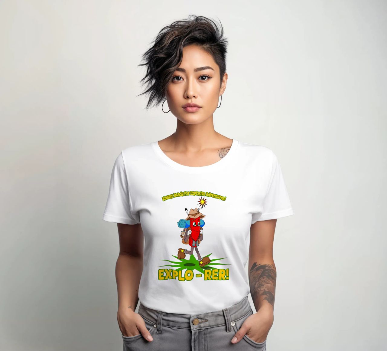 Explo-rer Funny Adventures Escursionista ed escursionista t-shirt da donna da sillyindustries