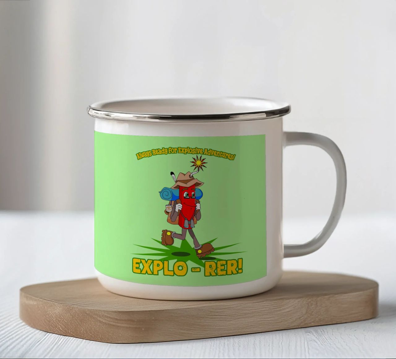 Explo-rer Funny Adventures Escursionista ed escursionista tazza in smalto da sillyindustries