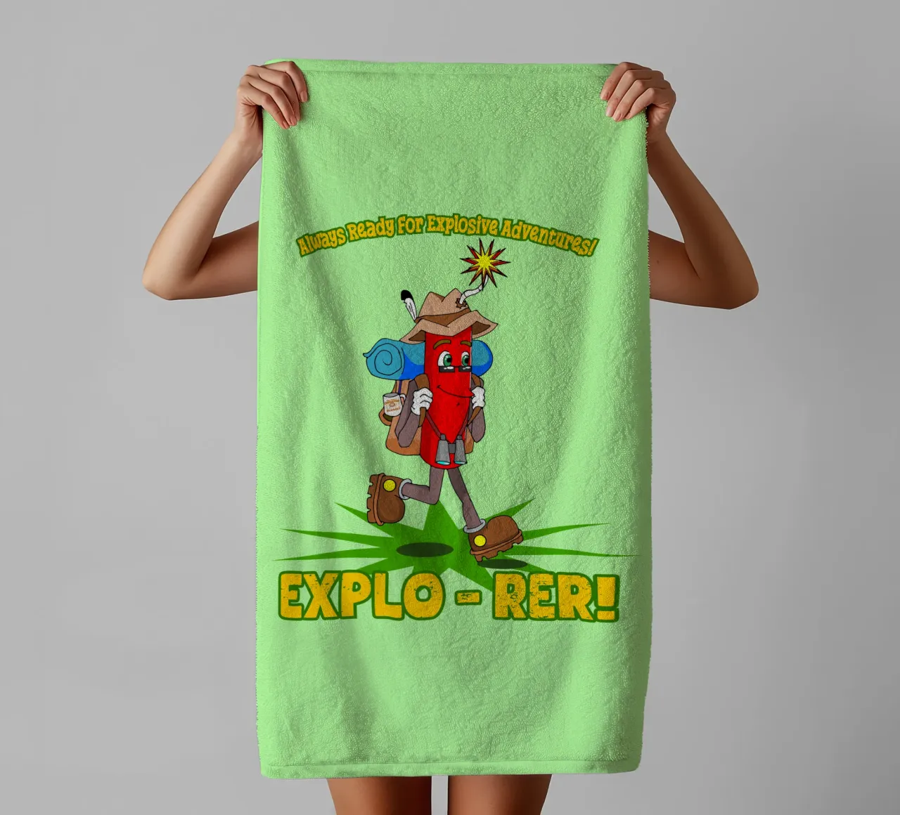 Explo-rer Funny Adventures Hiker and Excursion towel by sillyindustries